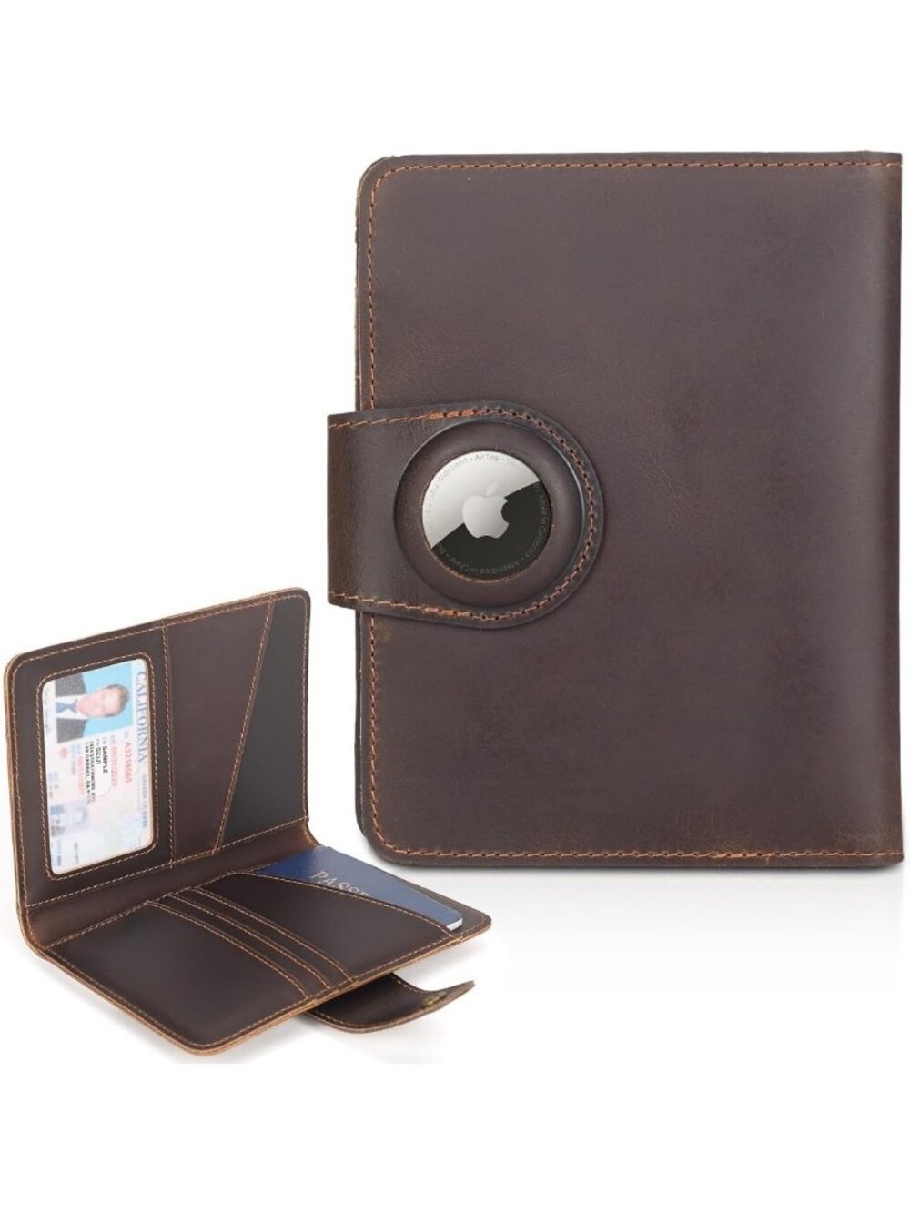 Slim RFID Blocking Leather Wallet for Men - Bifold Travel Passport Holder, Dark